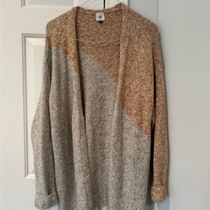 CAbi Women's Colorblock Cardigan - Gray and Tan